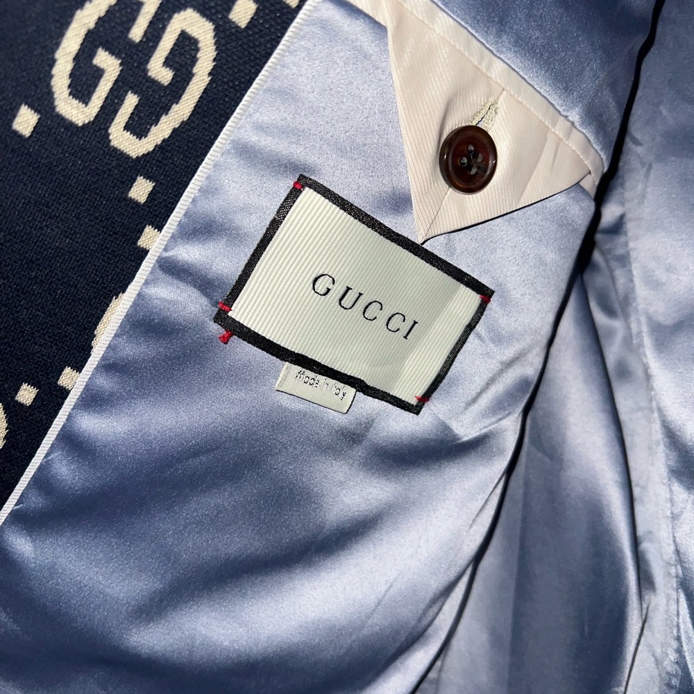 Gucci Navy and Cream Patterned Men's Blazer - Picture 6 of 11